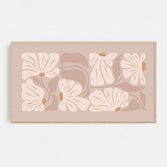 Neutral Beige Flower Art Print, Retro Botanical