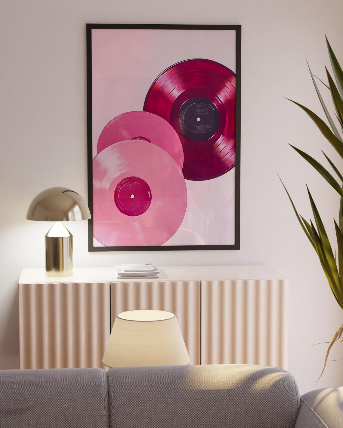 Pink Vinyl Record Close Up Retro Maximalist Music Room Wall Poster - Image 6