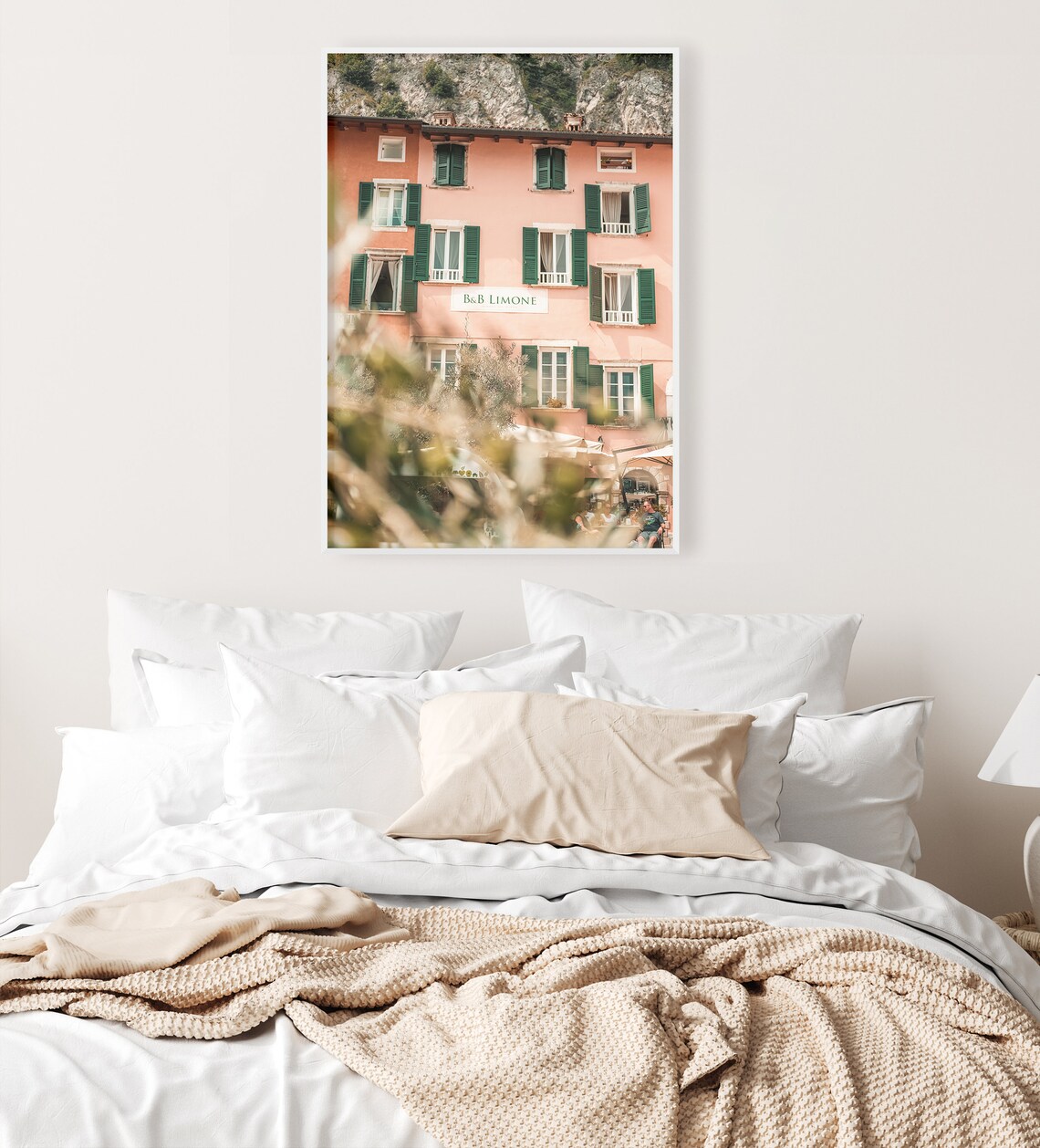 Limone Italian Hotel Green Shutters Pink Facade Travel Poster - Image 3
