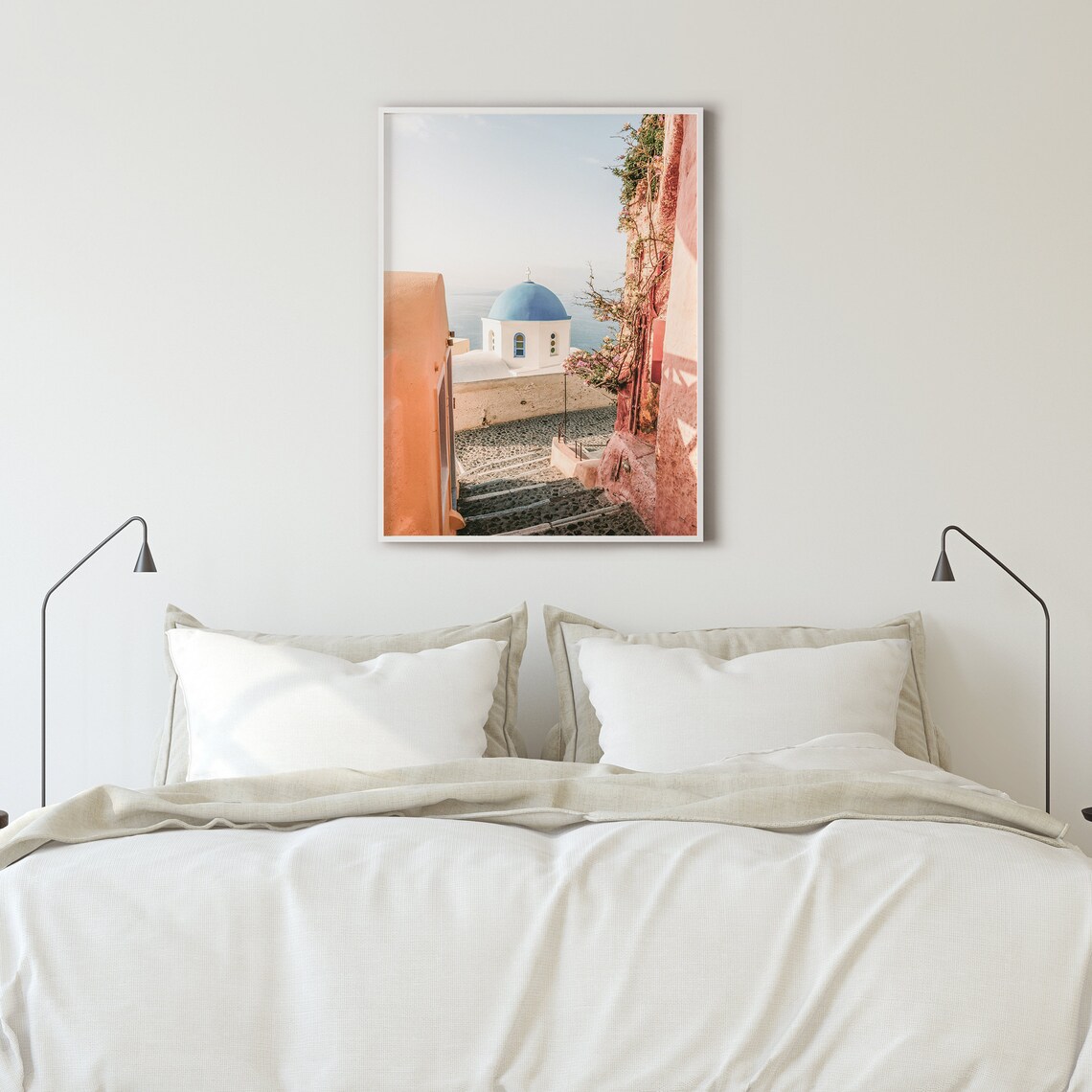 Blue Dome Church Seen From Old Stone Steps Oia Santorini Poster - Image 3