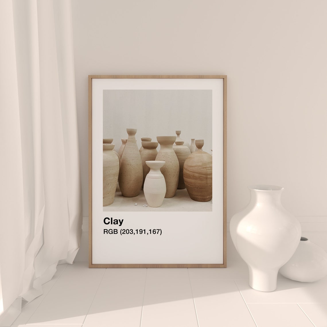 Clay Handmade Pottery Vessels In Neutral Color Swatch Poster - Image 3
