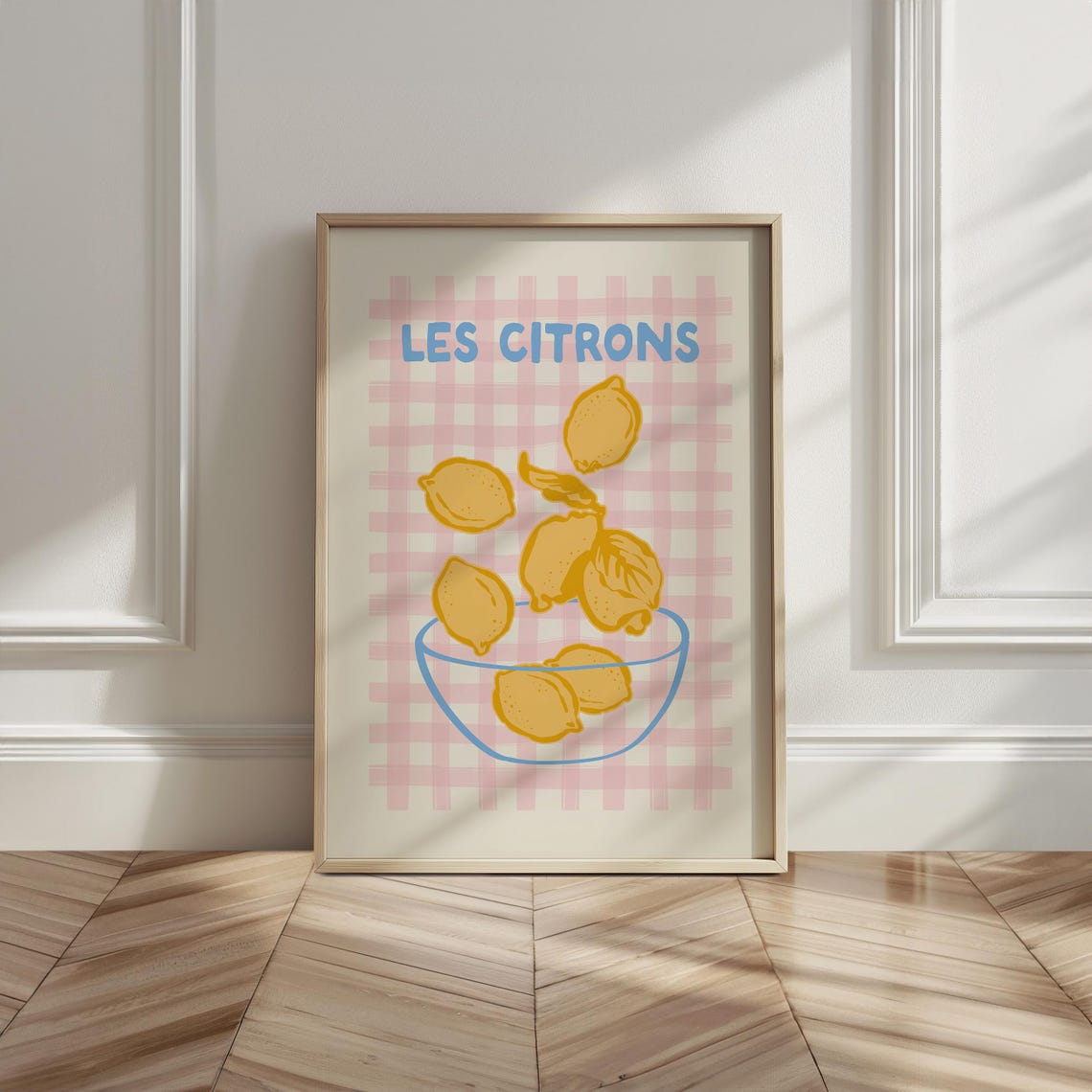 Les Citrons Lemon Bowl Pink Gingham French Kitchen Art Poster - Image 6