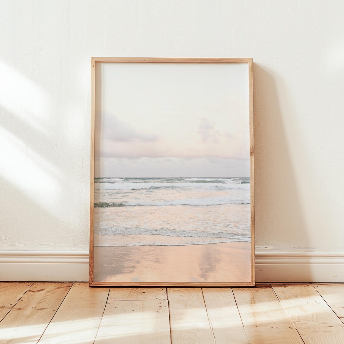 Beach Sunset Wave Print, Neutral Coastal Decor