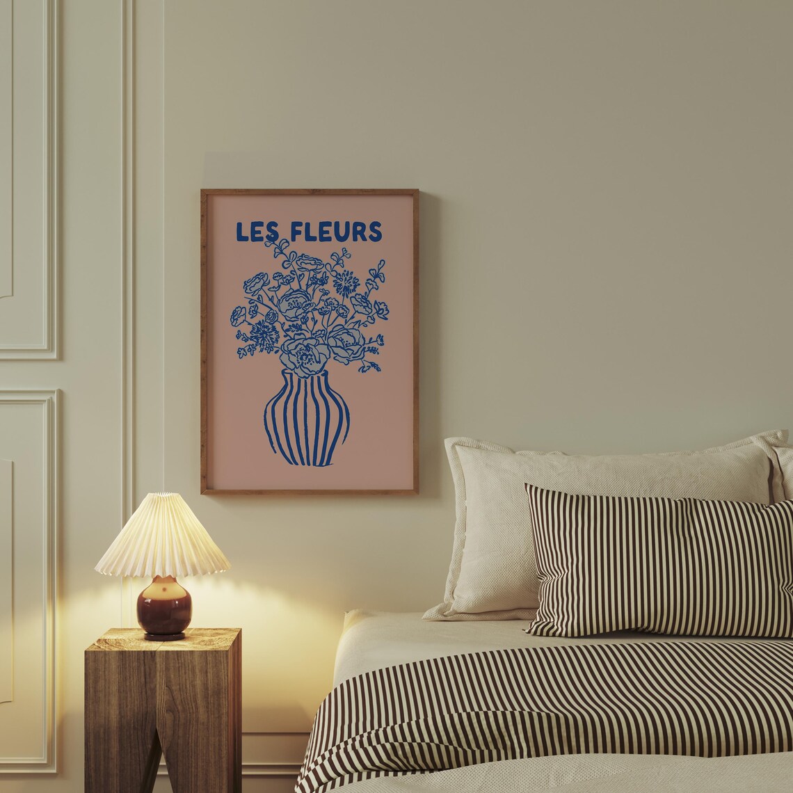 Les Fleurs Blue Floral Bouquet Pink French Botanical Vase Art Poster - Image 5