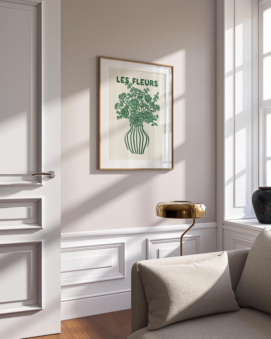 Les Fleurs Green Floral Bouquet Cream French Botanical Vase Poster - Image 6