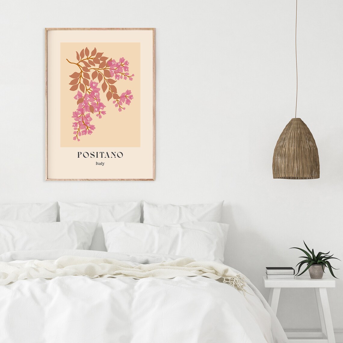Positano Italy Bougainvillea Botanical Travel Illustration Poster - Image 2