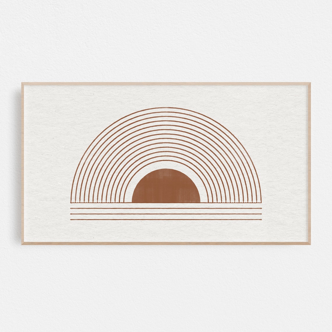 Terracotta Rising Sun Line Art Minimalist Modern Boho Decor Poster