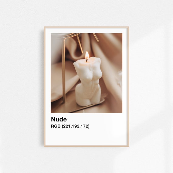 Nude Print Female Body Candle Print Beauty Aesthetic Poster Nude Torso Art Beige Poster Minimalist Wall Art Nude Art