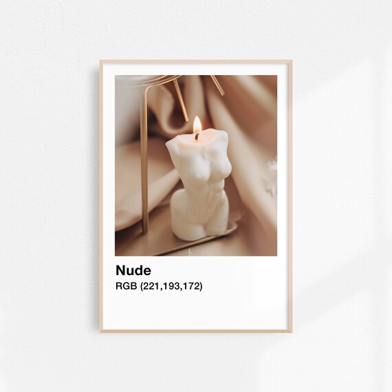 Nude Sculptural Body Candle Photo In Beige Color Swatch Poster