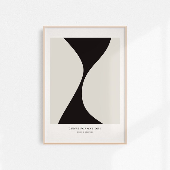 Curve Formation One Bold Black White Abstract Gallery Wall Art