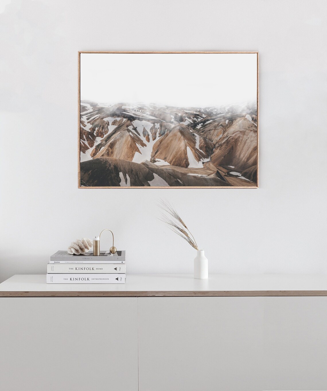Iceland Highlands Snow Streaked Brown Mountains Photography Poster - Image 2