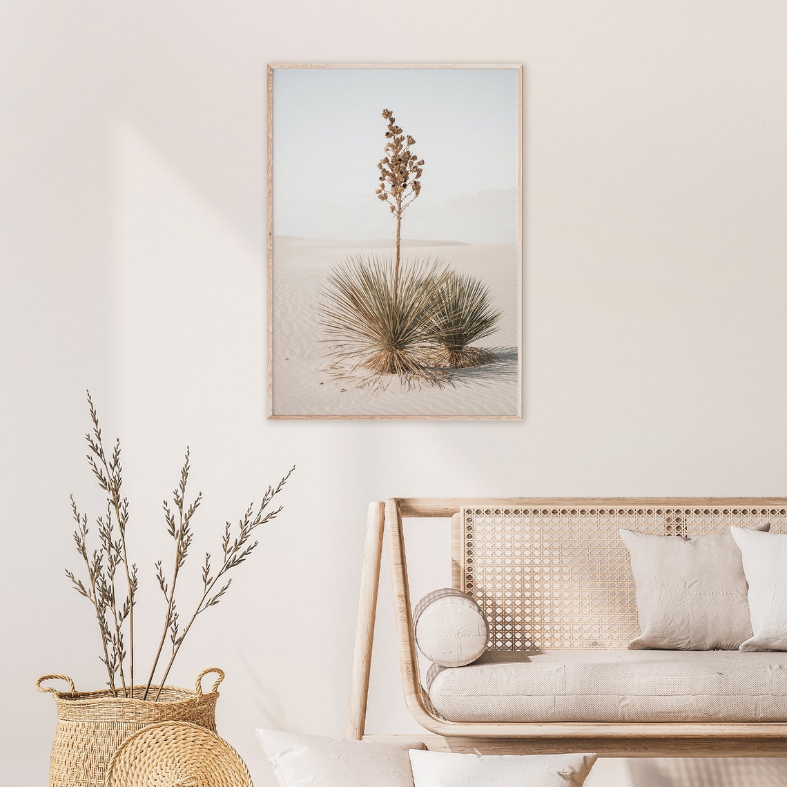 Blooming Yucca Plant on White Desert Sands Minimalist Poster - Image 2