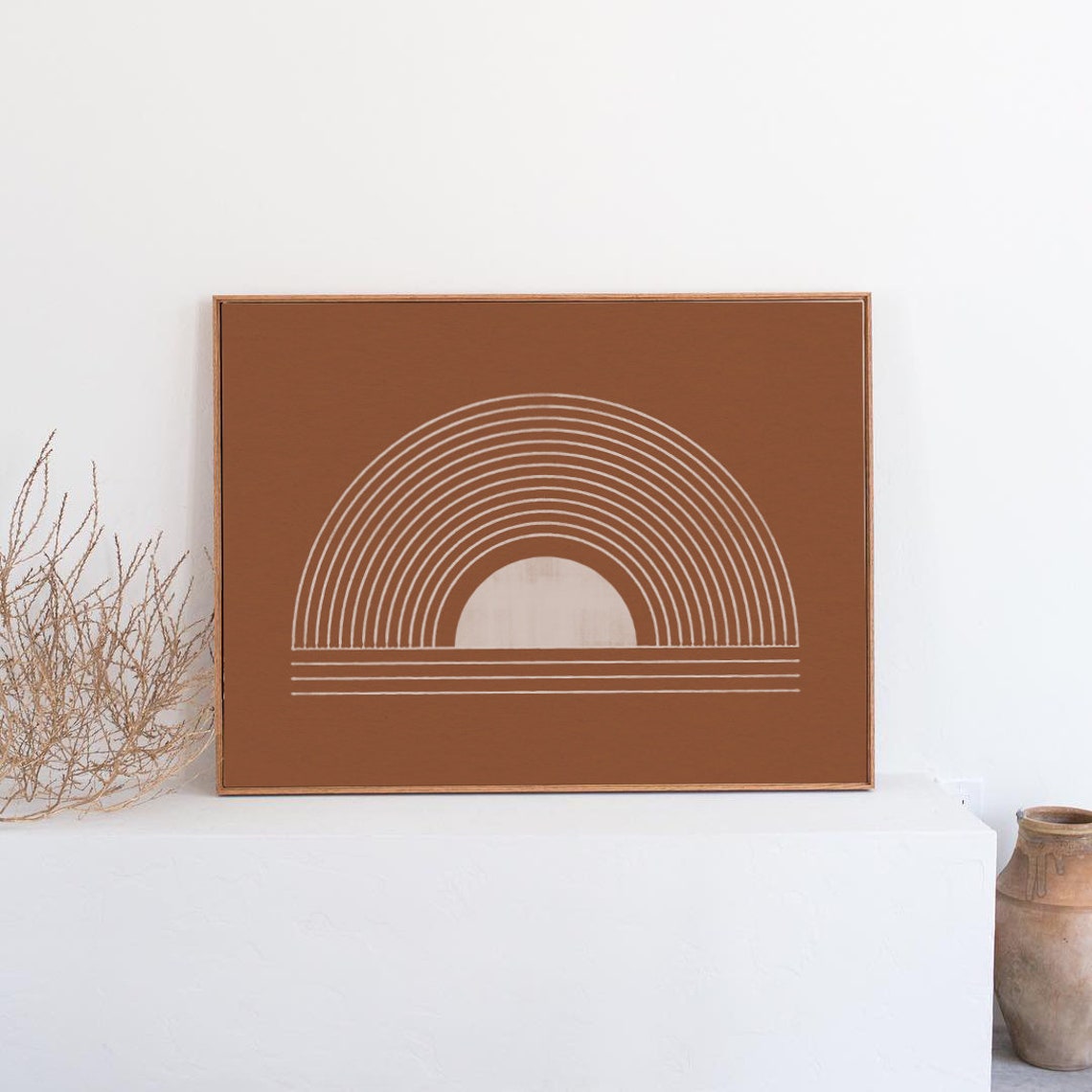 Terracotta Sun Arch Line Art Boho Retro Geometric Decor Poster - Image 3