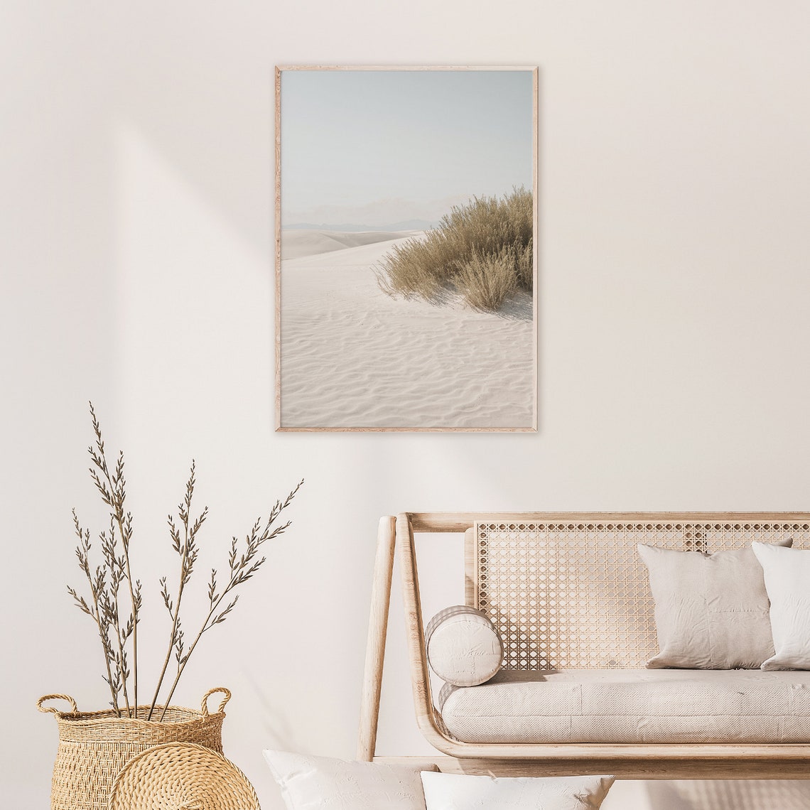 White Sands Desert with Sagebrush in Soft Morning Light Poster - Image 2