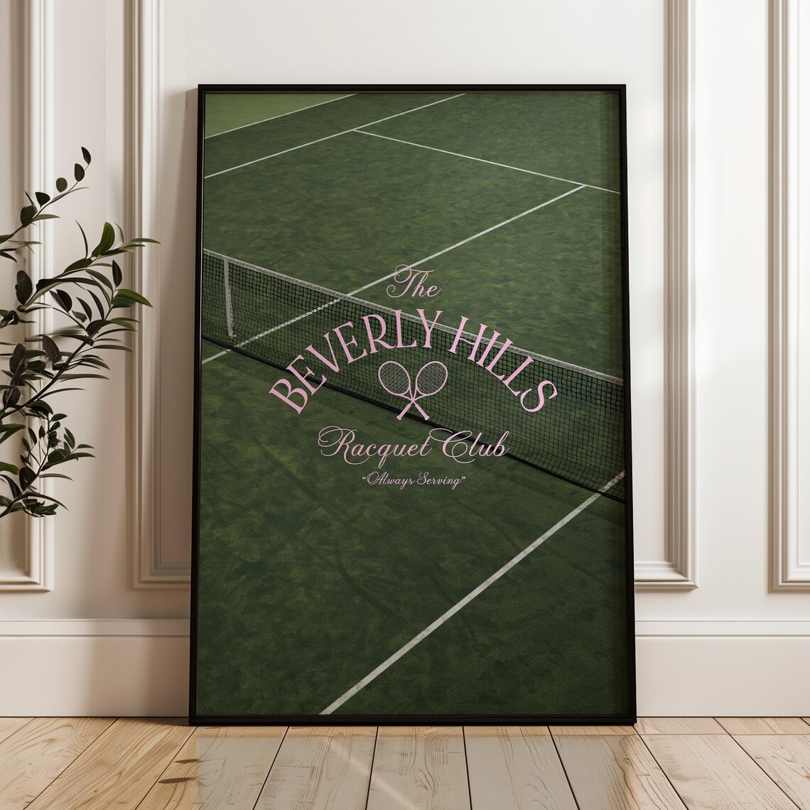 Beverly Hills Racquet Club Tennis Court Pink Green Sports Wall Poster