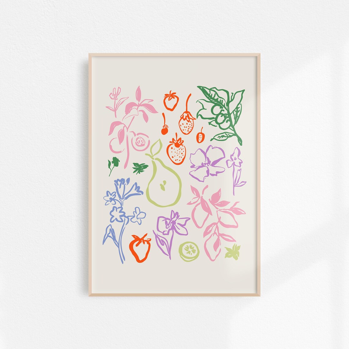 Retro Kitchen Flowers and Fruit Art Print - Image 2