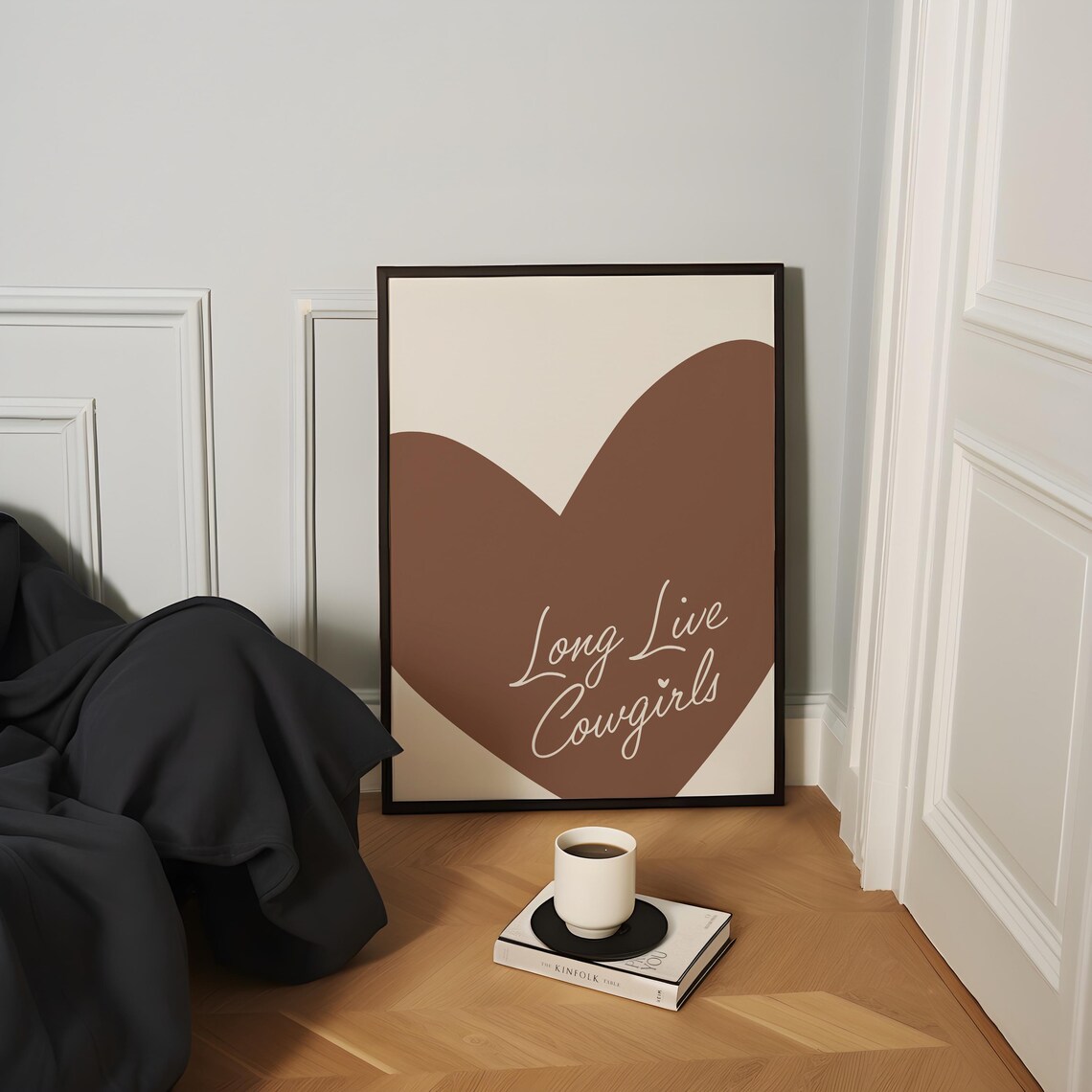 Long Live Cowgirls Script Big Brown Heart Neutral Western Wall Art - Image 3