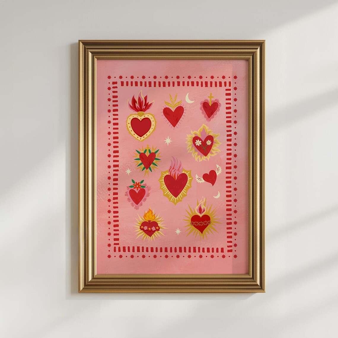 Sacred Heart Art Love Poster, Maximalist Valentine Print