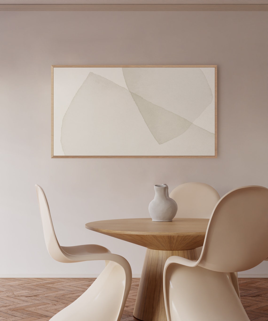 Soft Beige Watercolor Overlapping Shapes Neutral Abstract Art Poster - Image 2