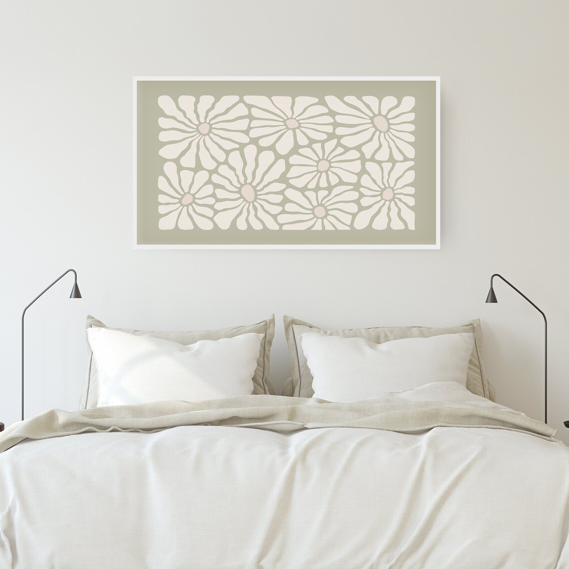 Sage Green Retro Flower Market Art Print - Image 2