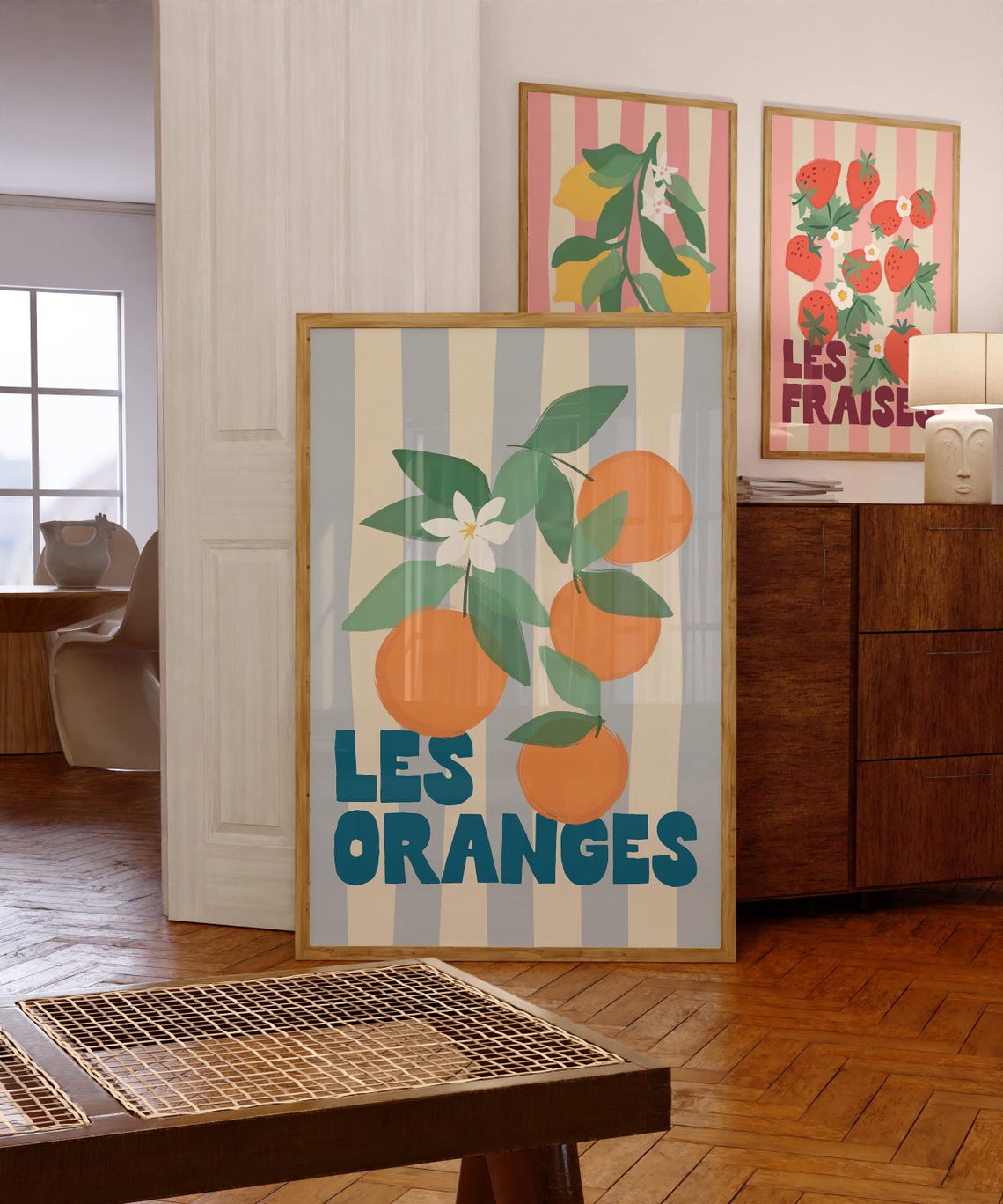 Les Oranges Citrus Branch Bold French Typography Kitchen Wall Art - Image 2