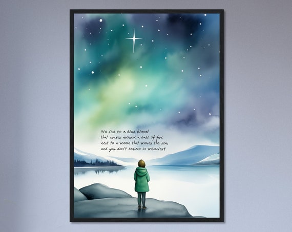 Miracles Quote On Watercolor Print Meaningful Gift Beautiful Wall Art Night Sky Art Wall Hanging
