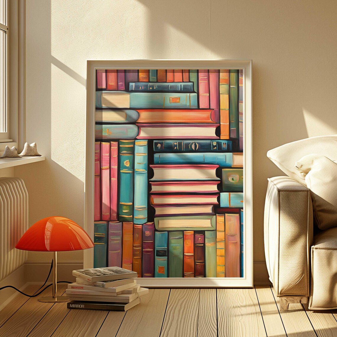 Pastel Watercolor Book, Abstract Reading Decor Art Print