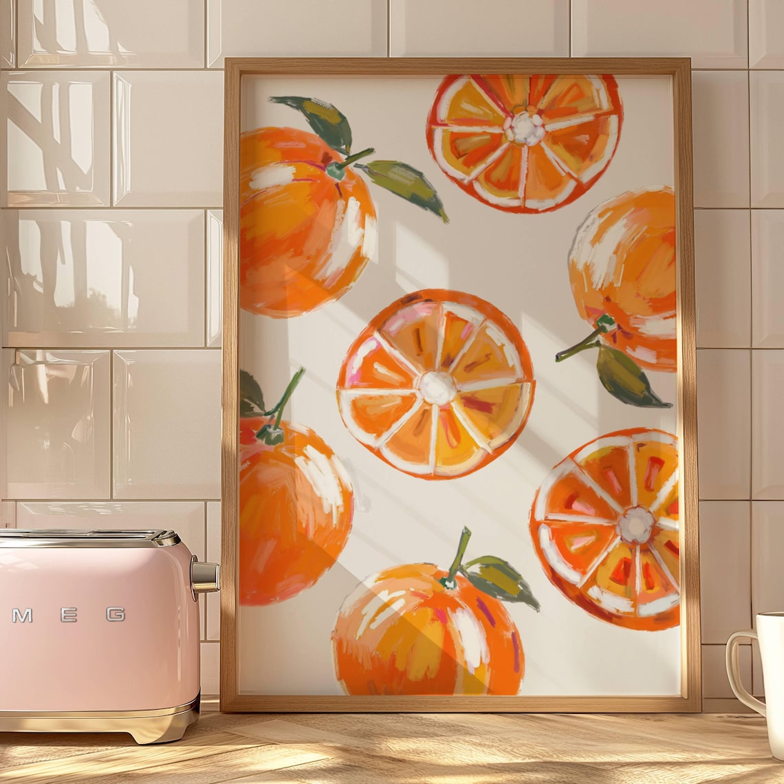 Orange Kitchen Wall Art, Vintage Mediterranean Art Print