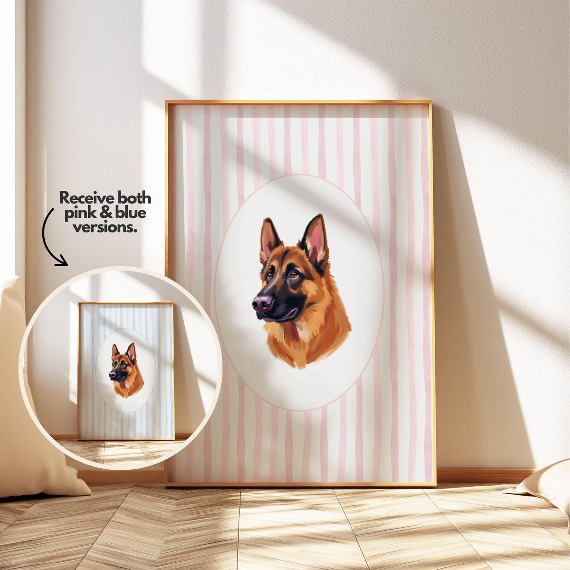 German Shepherd Puppy Nursery Wall Print Watercolor Dog Art For Baby Boy Or Girl Room Kids Decor Animal Poster Lovers