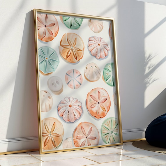 Sand Dollars Painting Colorful Pastel Abstract Coastal Beach House Wall Art Print Kitchen Meet Me At The Dining Room Summer