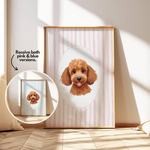 Poodle Puppy Wall Art For Baby Nursery Room Watercolor Dog Print Boys And Girls Kids Decor Lover Gift