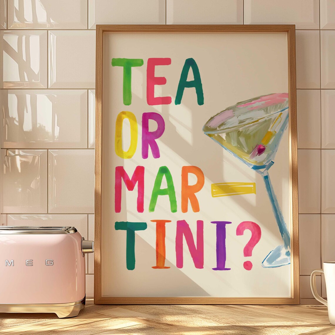Tea Or Poster - Watercolor Cocktail Cheers Art Print