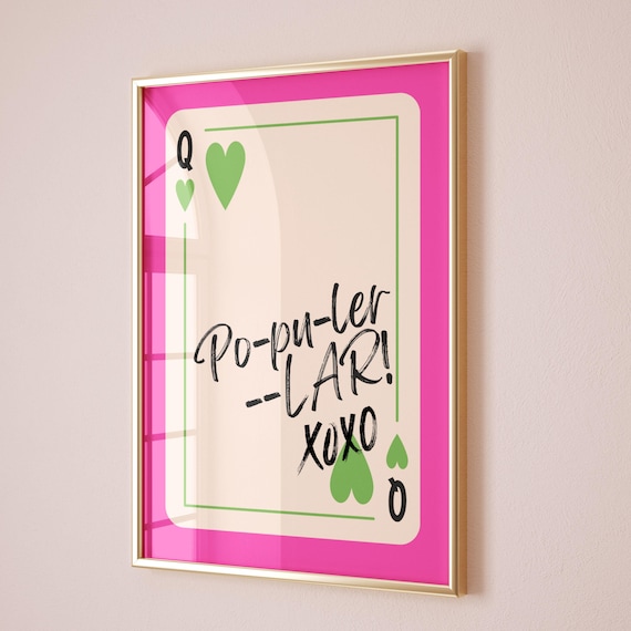 Popular Queen of Hearts Playing Card Hot Pink Coquette Poster