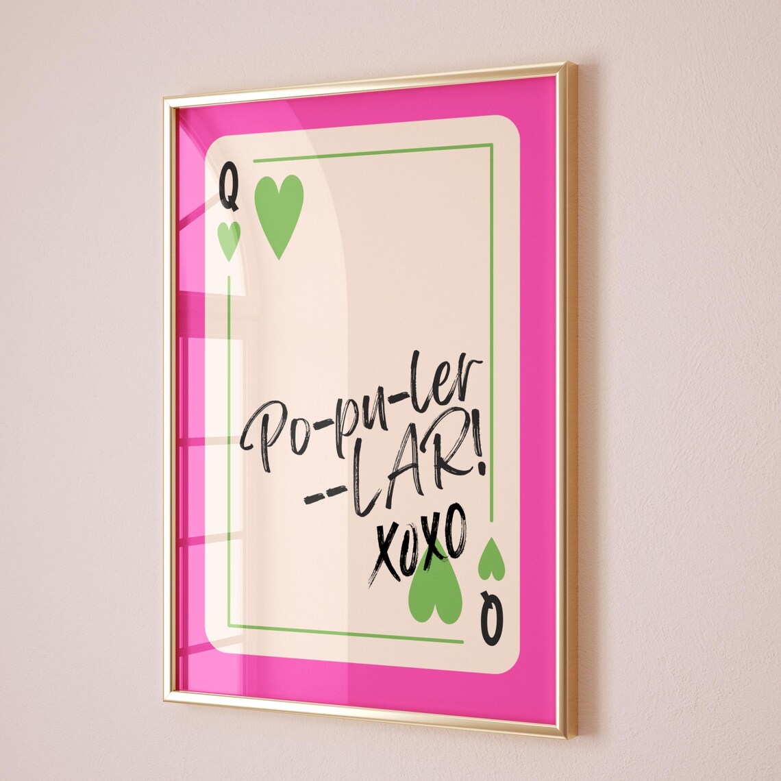 Popular Queen of Hearts Playing Card Hot Pink Coquette Poster