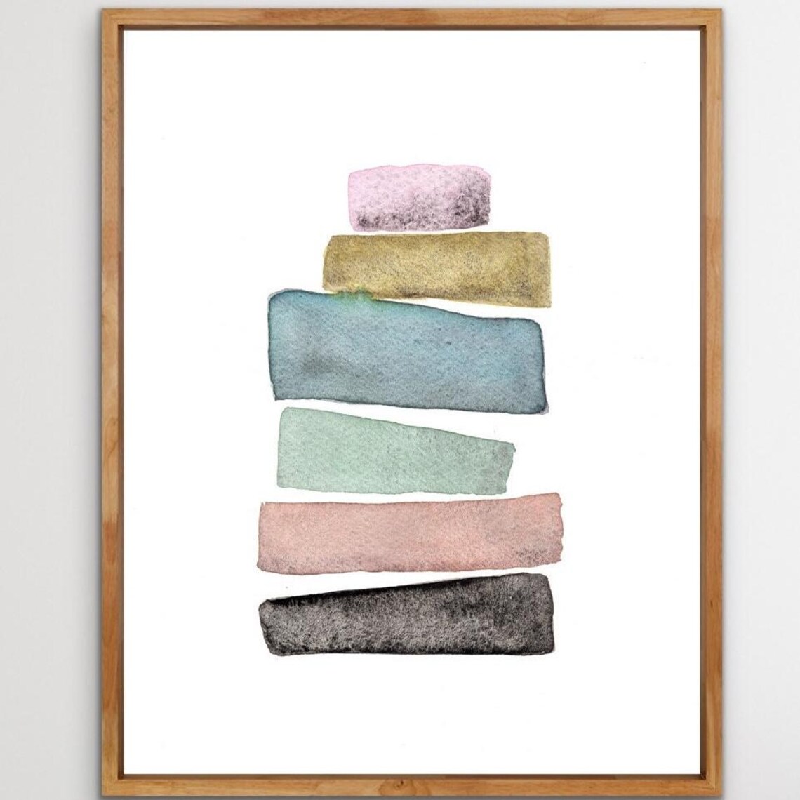 Stacked Watercolor Stones Cairn Abstract Minimalist Zen Art Poster