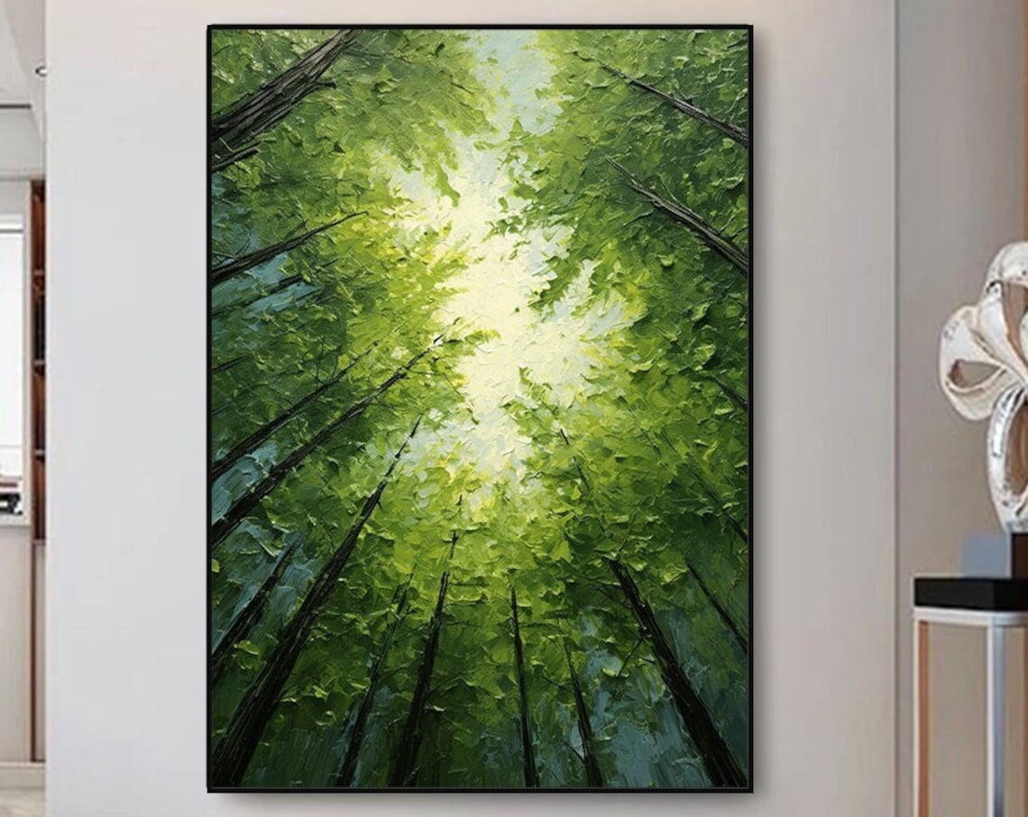 Green Forest Abstract Art Print, Living Room Wall Art
