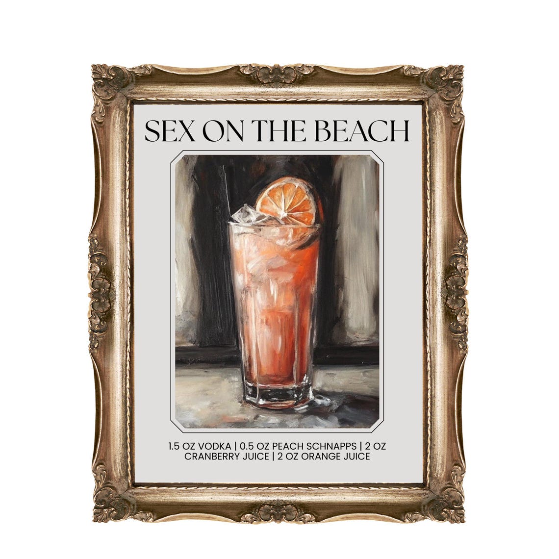 Sex On The Beach Cocktail Recipe Tropical Sunset Bar Art Poster