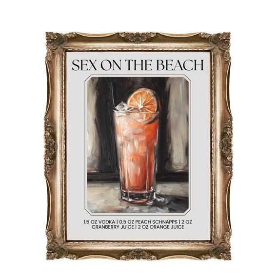 Sex On The Beach Cocktail Recipe Tropical Sunset Bar Art Poster