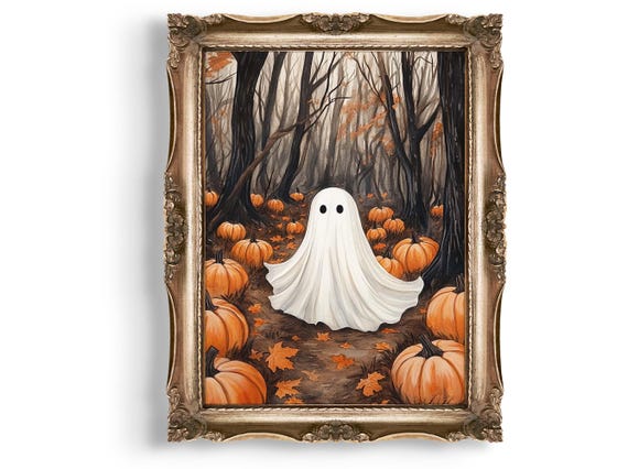 In Pumpkin Patch Wall Art Halloween Decor Spooky Season Print Fall Forest Home