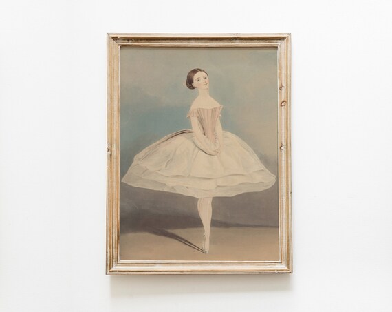 Elegant Vintage Ballerina Portrait Antique Ballet Dance Art Print