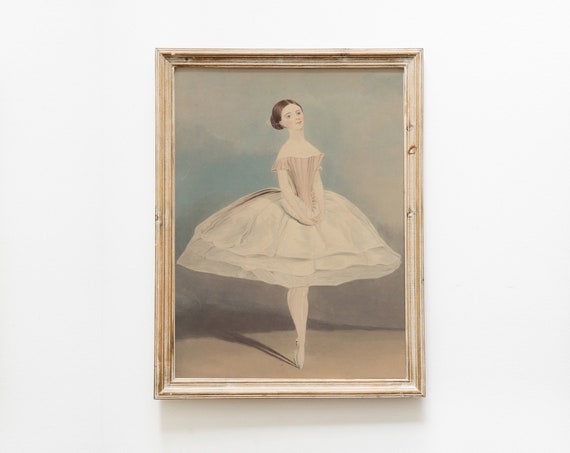 Vintage Ballerina Print Antique Art For Baby Girls Room Wall Nursery