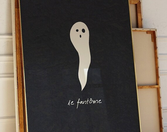 French Ghost Print Quirky Halloween Decor Cute Ghost Poster Minimalist Halloween Wall Art Trendy Spooky Art Print 1 Print