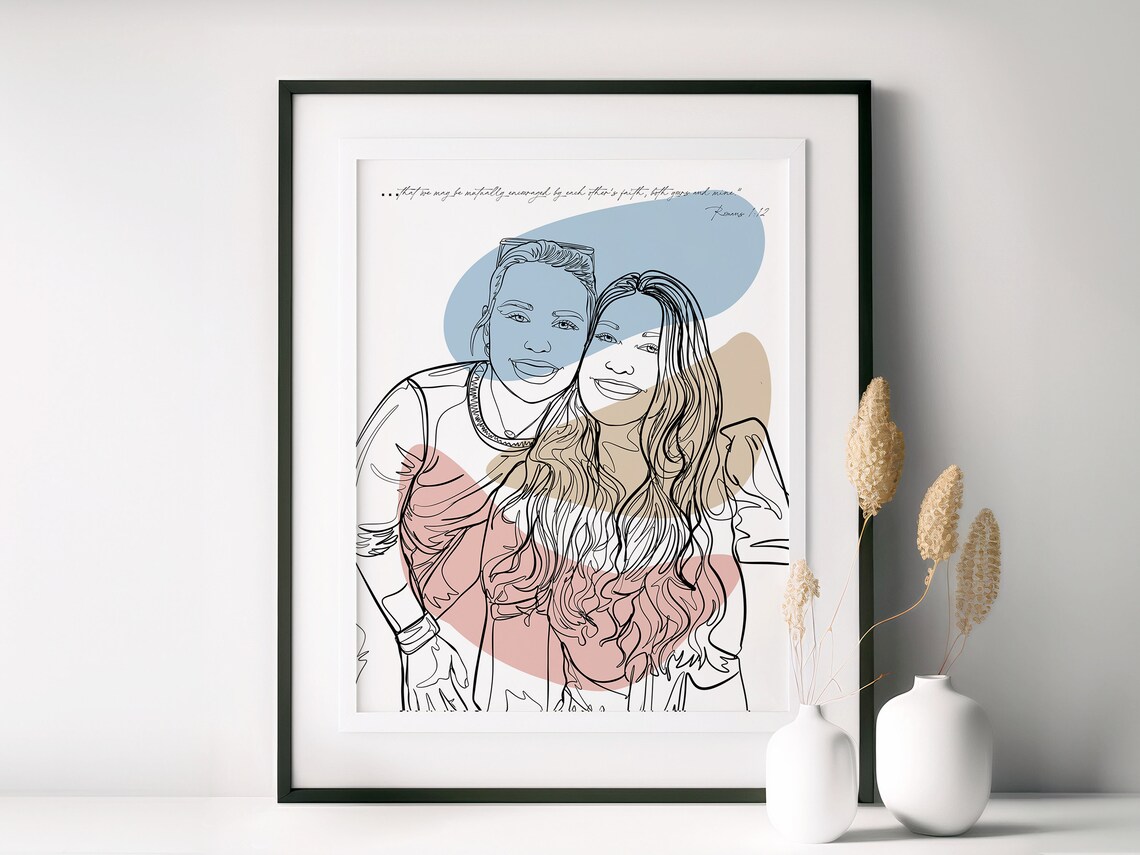 Personalized Line Drawing, 21st Birthday Gift For Her