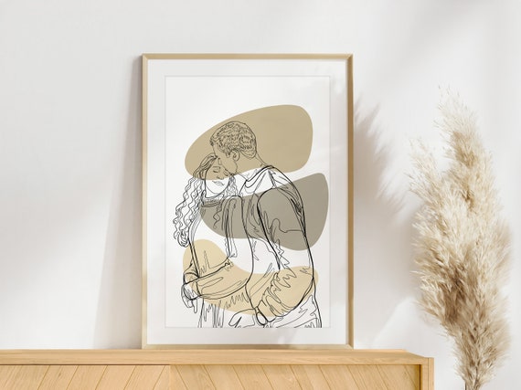 Custom Line Drawing Couple Line Art Personalized Gift For Boyfriend Line Drawing From Photo Custom Gift For Him