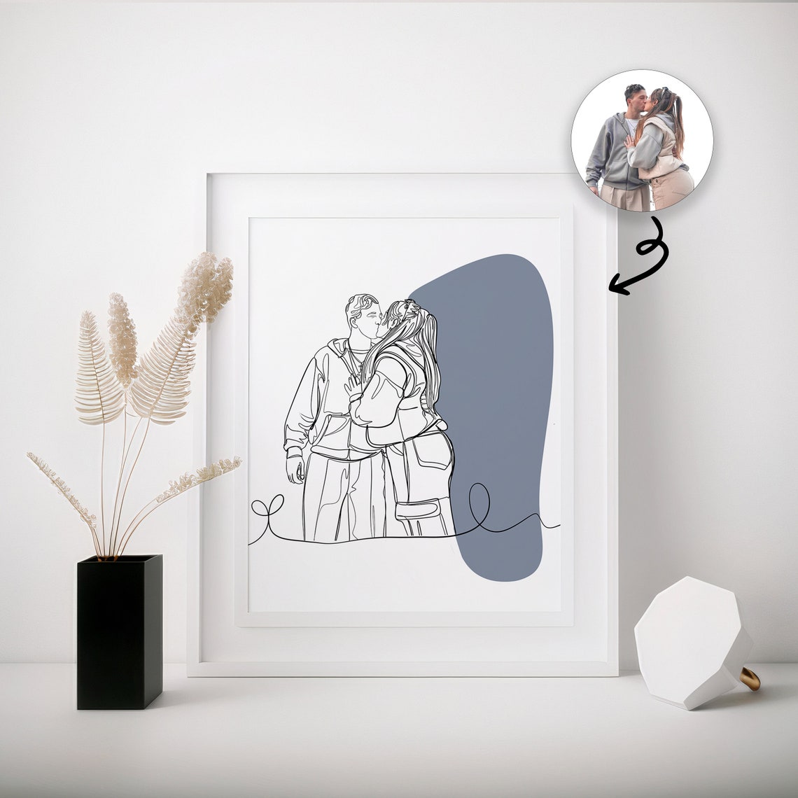 Charlotte and Benjamin Wedding Date Line Art Portrait Poster - Image 3