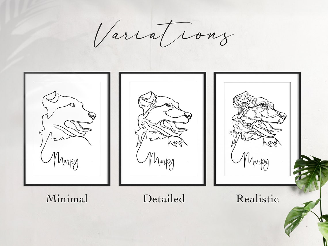 Murpy Happy Dog Line Art Pet Portrait Abstract Shapes Poster - Image 2
