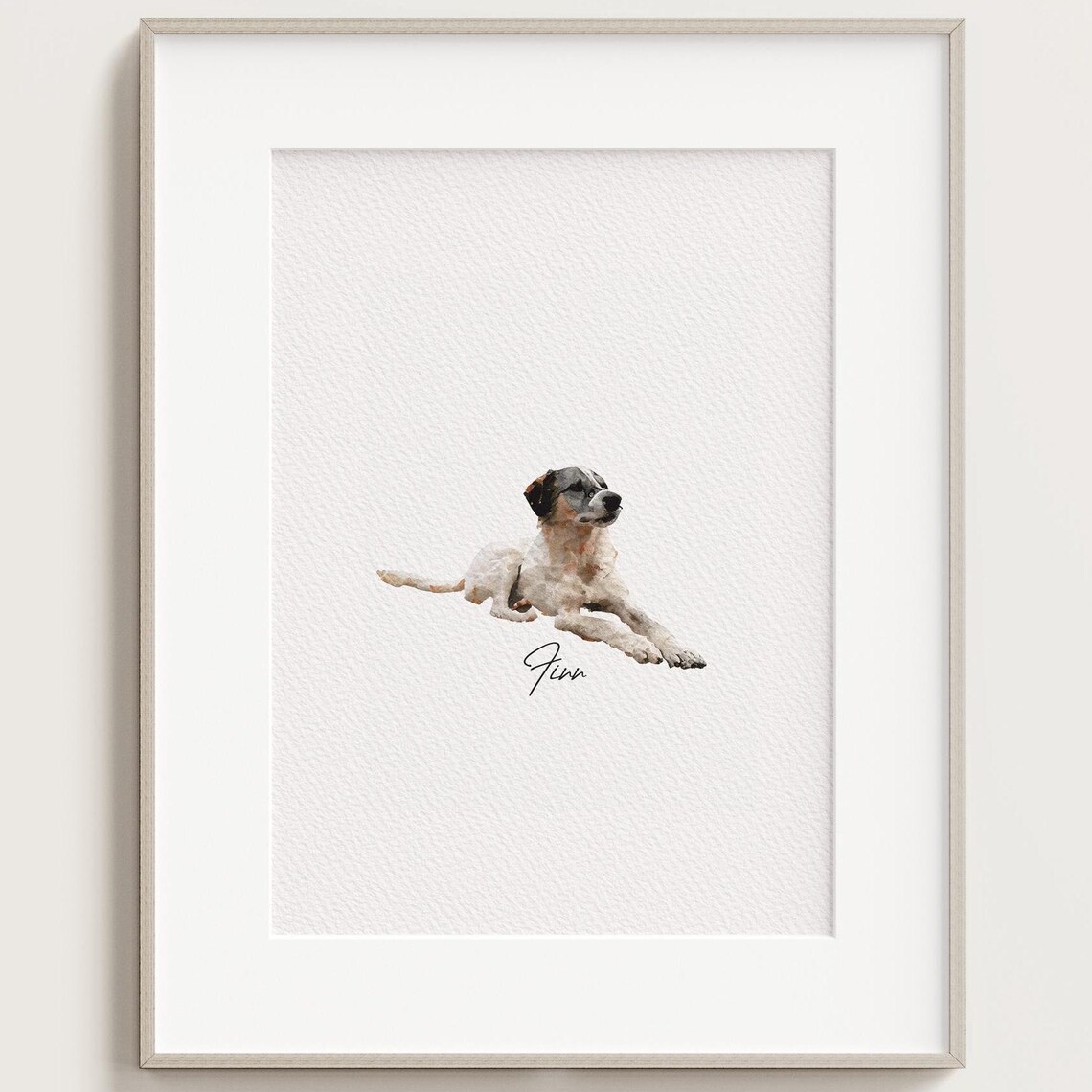 Mini White Dog Watercolor Portrait Finn Personalized Pet Art Print