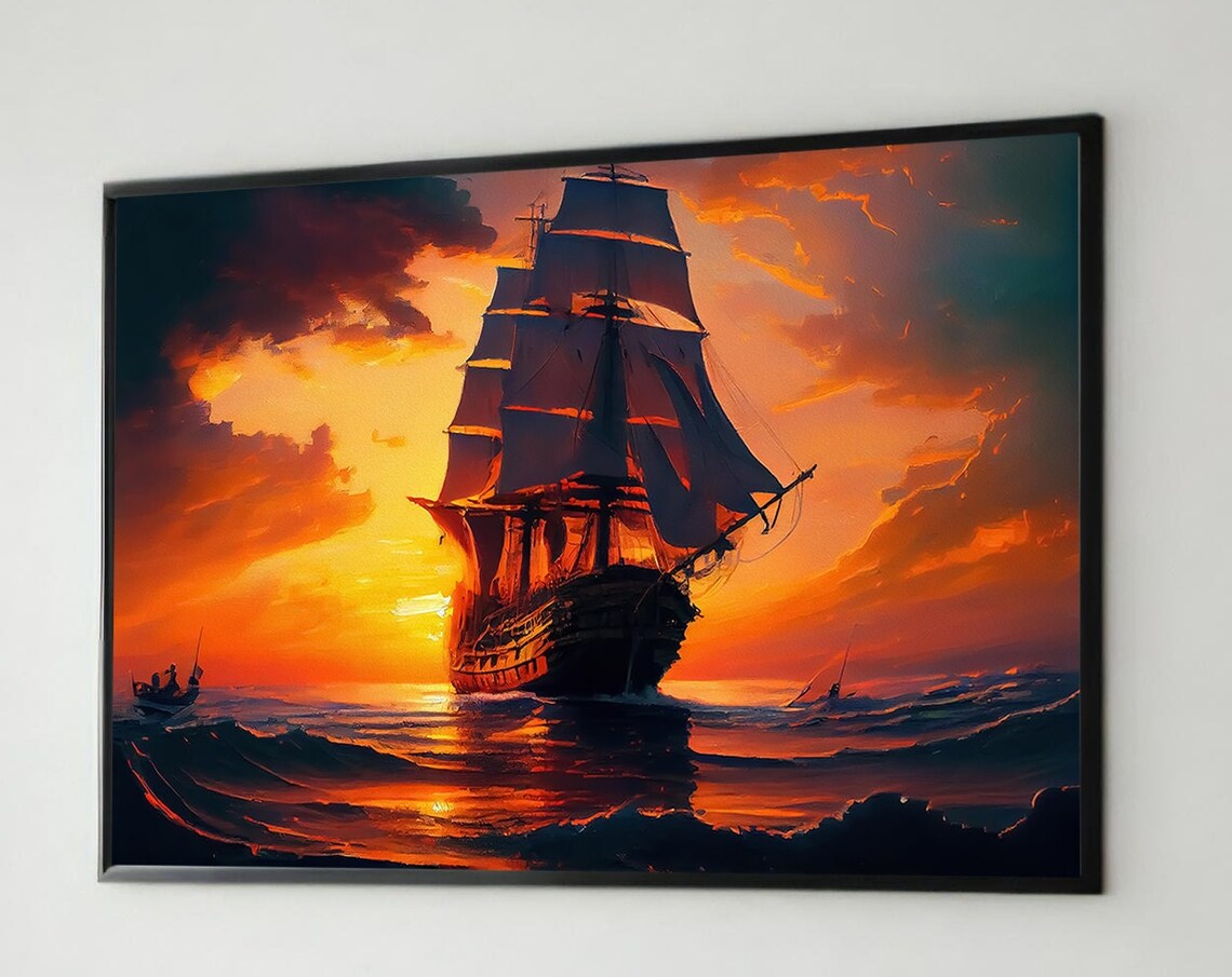 Majestic Sunset Ship, Dramatic Nautical Art Print - Image 5