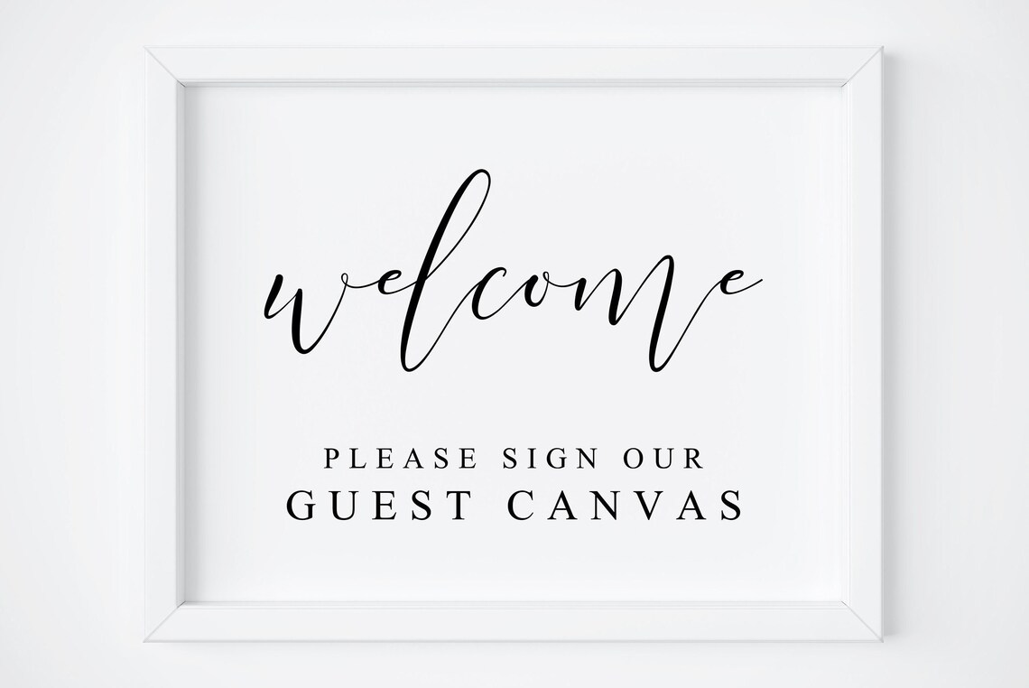 Welcome Please Sign Our Guest Canvas Wedding Sign Art Poster