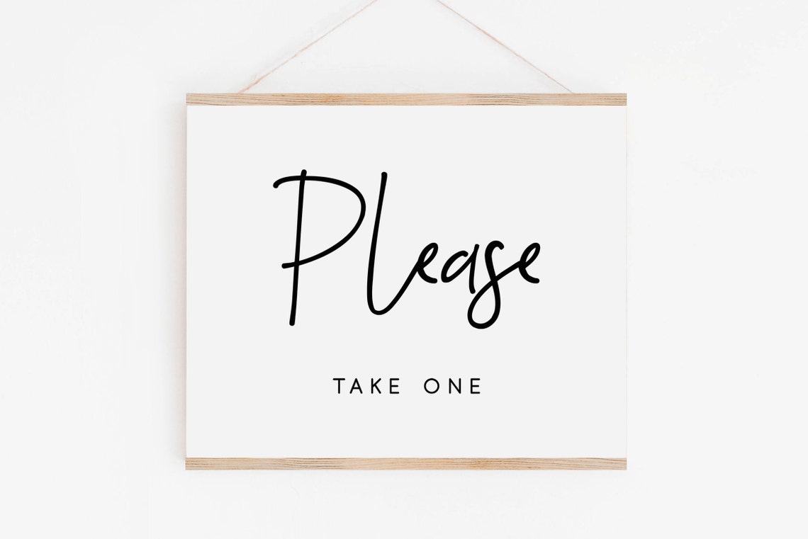 Please Take One Wedding Favor Sign Minimalist Script Modern Print